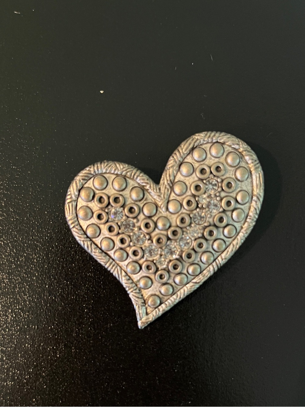Large Chico's Heart 2007 Signed AHA
Silver Tone Rhinestone 2" Pin Brooch
Love
